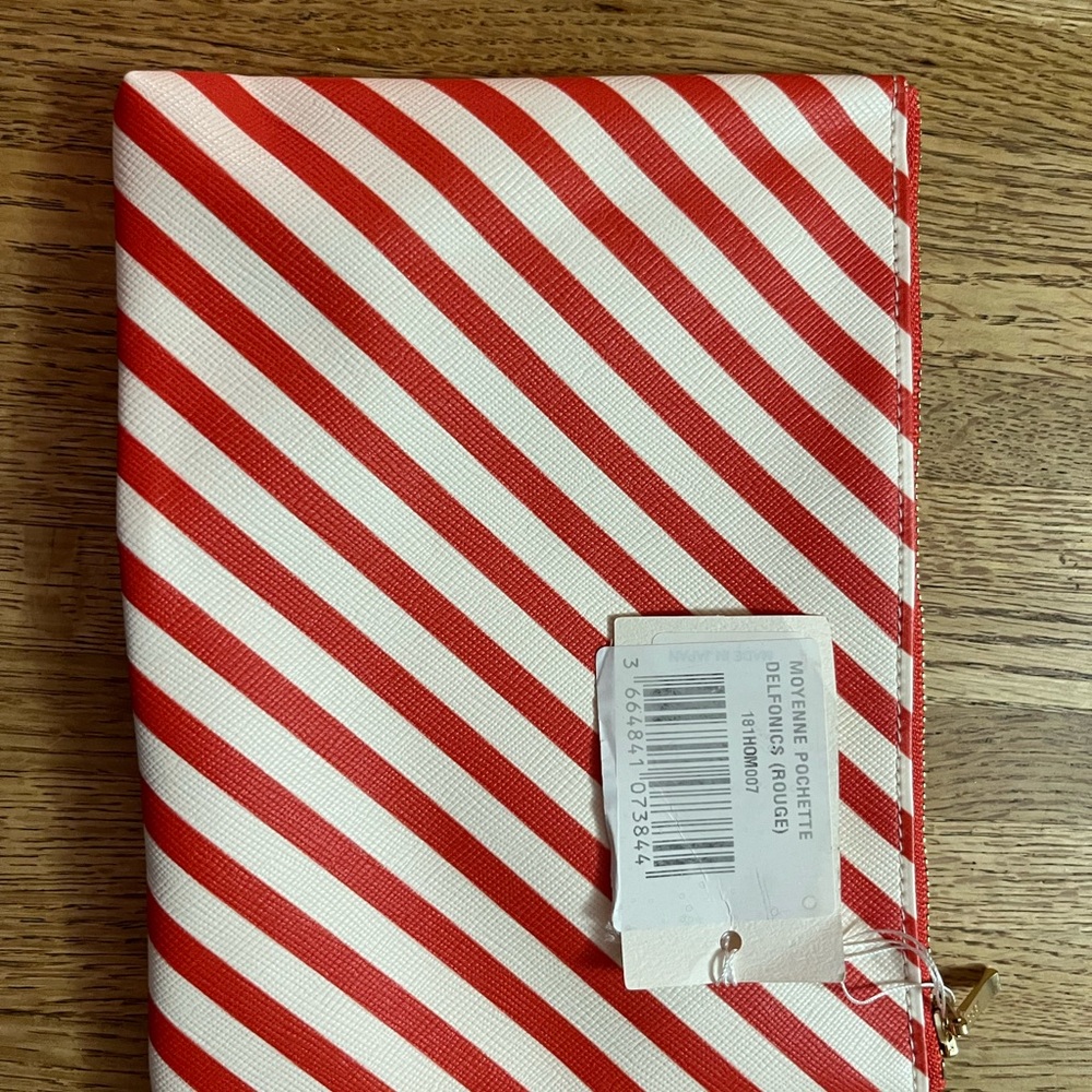 Sezane Red and White Striped Cosmetic Bag